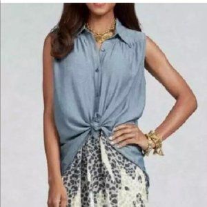 Cabi sleeveless chambray top